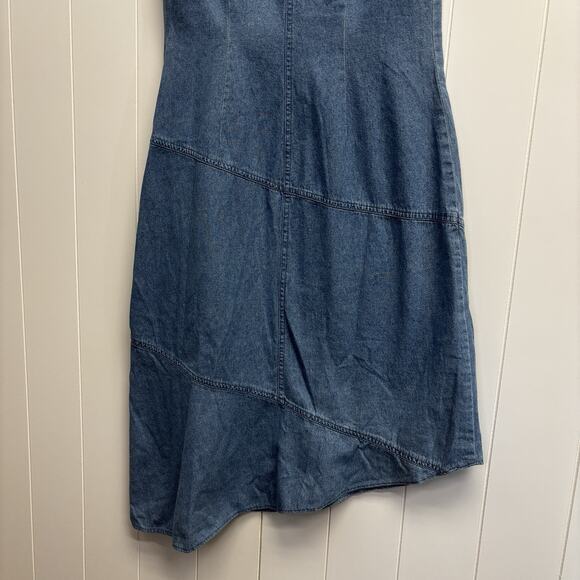 Vintage Newport News Jeanology Western Trad Wife Asymmetrical Denim Dress Sz 10 - Picture 10 of 10